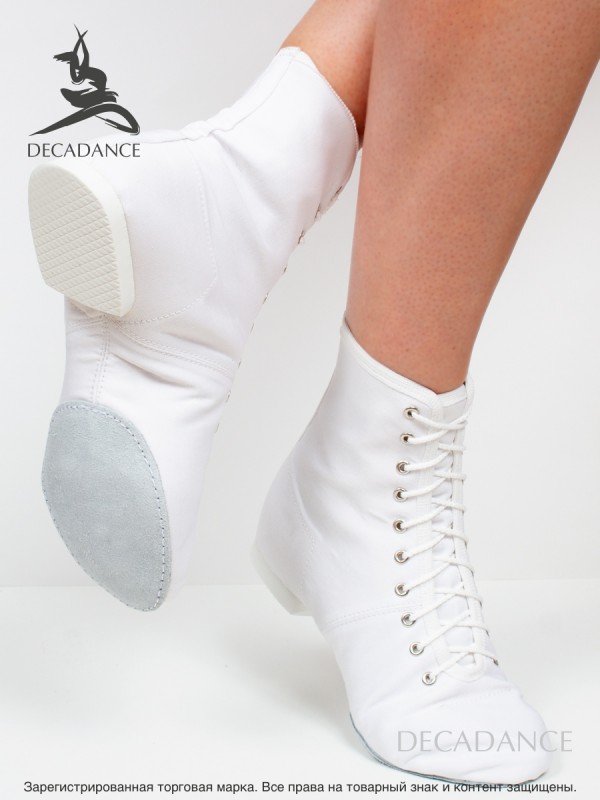 Ботинки джазовые текстильные, белые