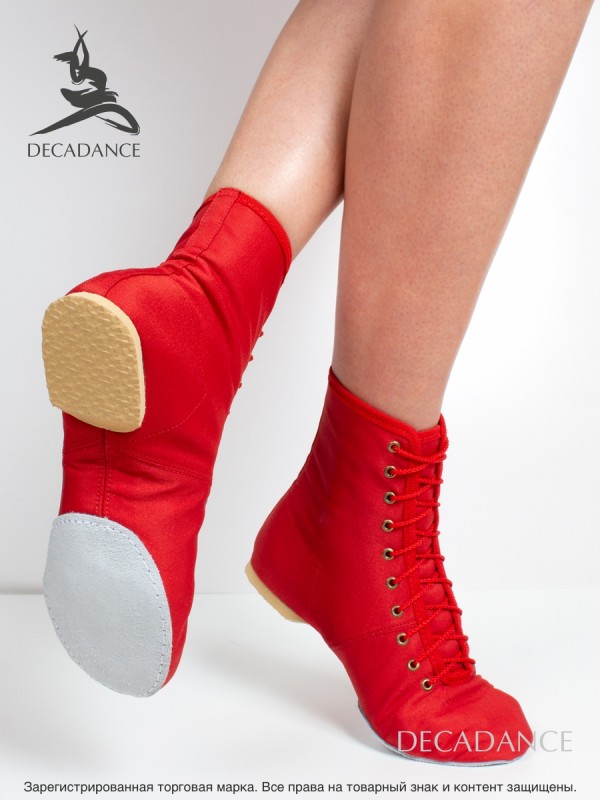 Ботинки джазовые текстильные, красные